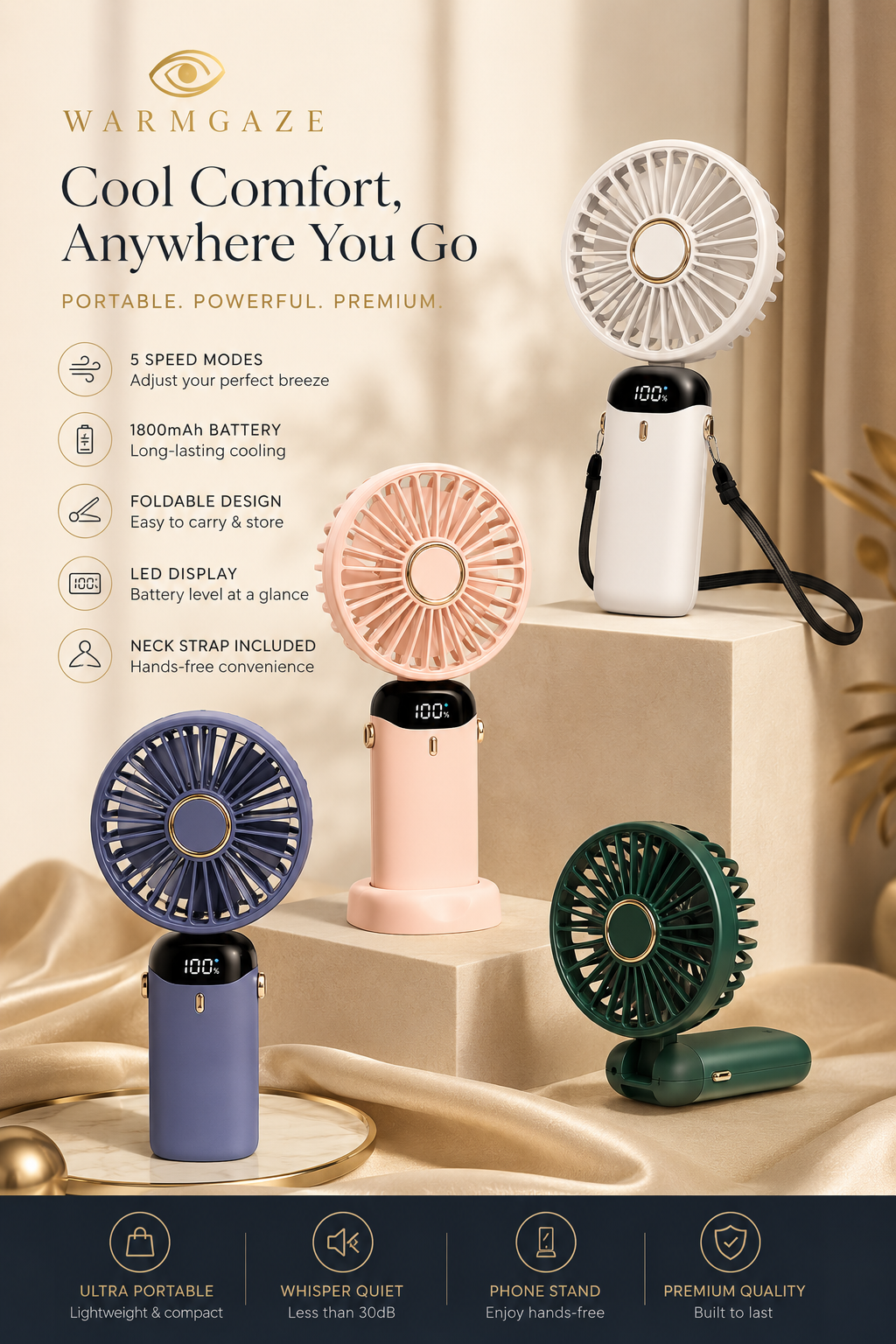 WarmGaze 3-in-1 Aromatherapy Cooling Fan Bundle