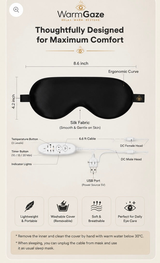 WarmGaze Heated Eye Mask for Dry Eyes & Eye Strain
